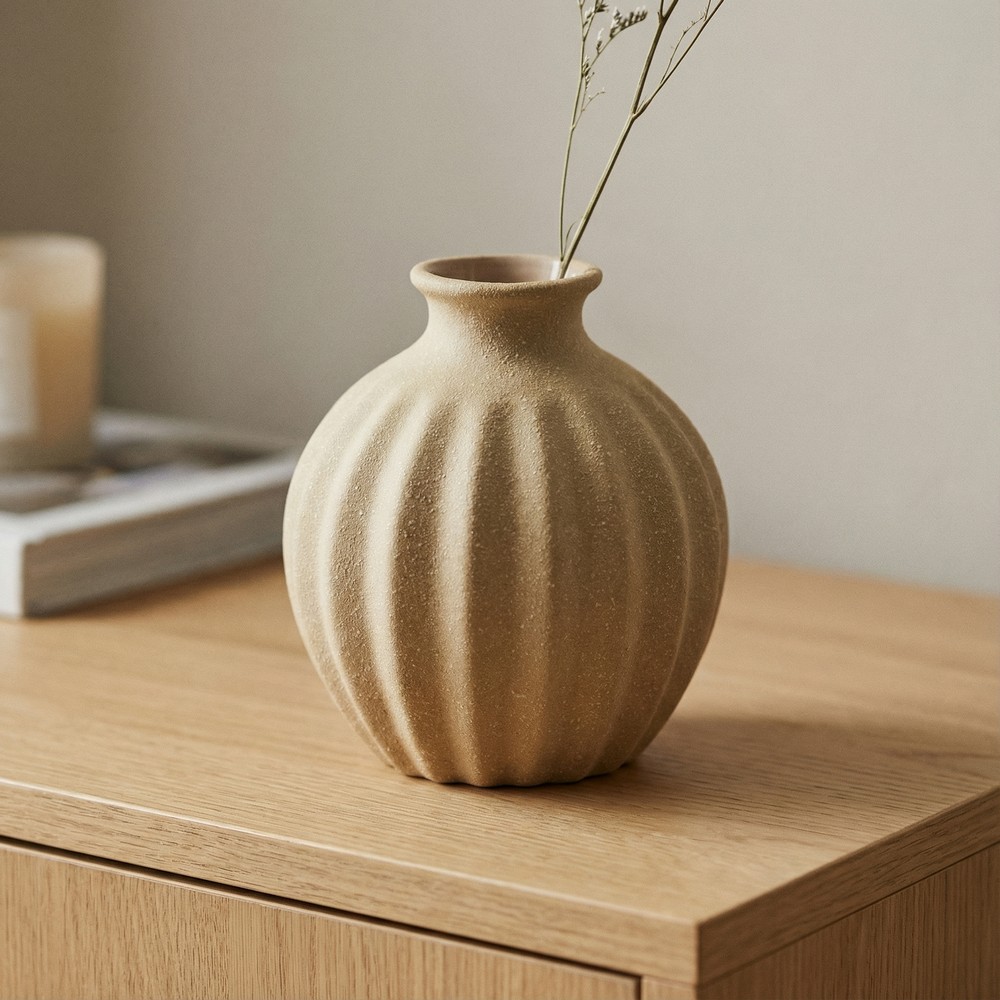 Riflet Keramikvase Sand - 1 stk (9,5 x 10,5 cm) - Temashop