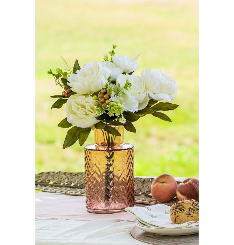 Kunstig Pæon Buket Hvid