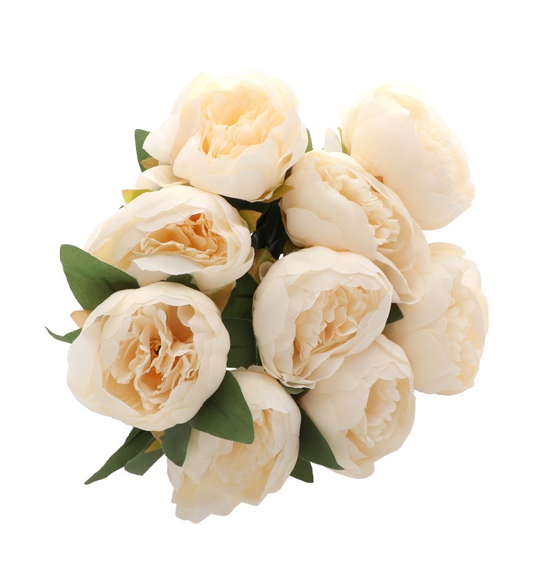 Kunstig Pæon Buket Elfenben