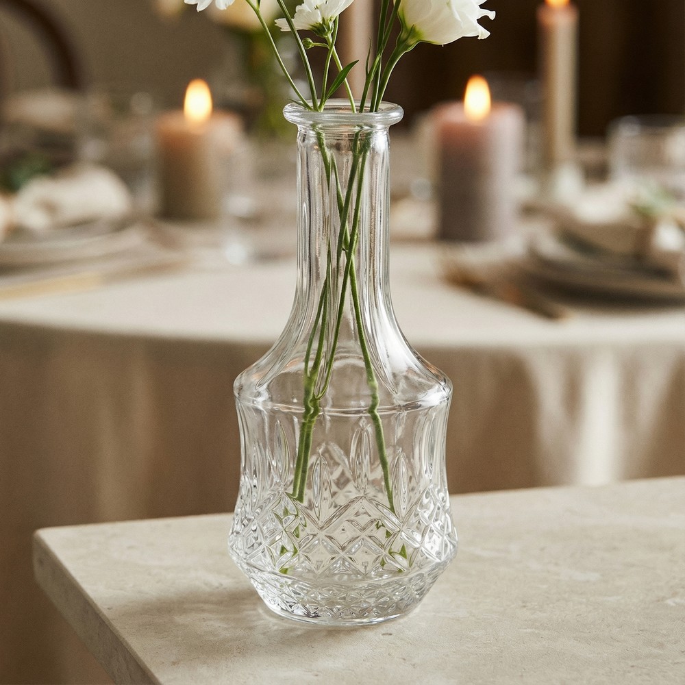 Antik Glasvase Transparent - 1 stk (10 x 21,5 cm) | Vintage theme Vase - Temashop