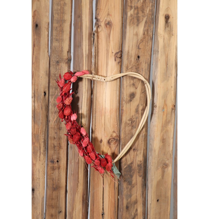 Rattan Hjerteophæng Natur - 2 stk (38 x 2,2 x 41 cm & 33,5 x 1,5 x 37,5 cm) - Temashop
