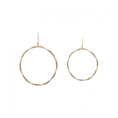 Rattan Dekorationsringe Til Ophæng - 2 stk (30 x 1,3 cm & 24,5 x 1,5 cm) | Natur tema Hængedekoration - Temashop