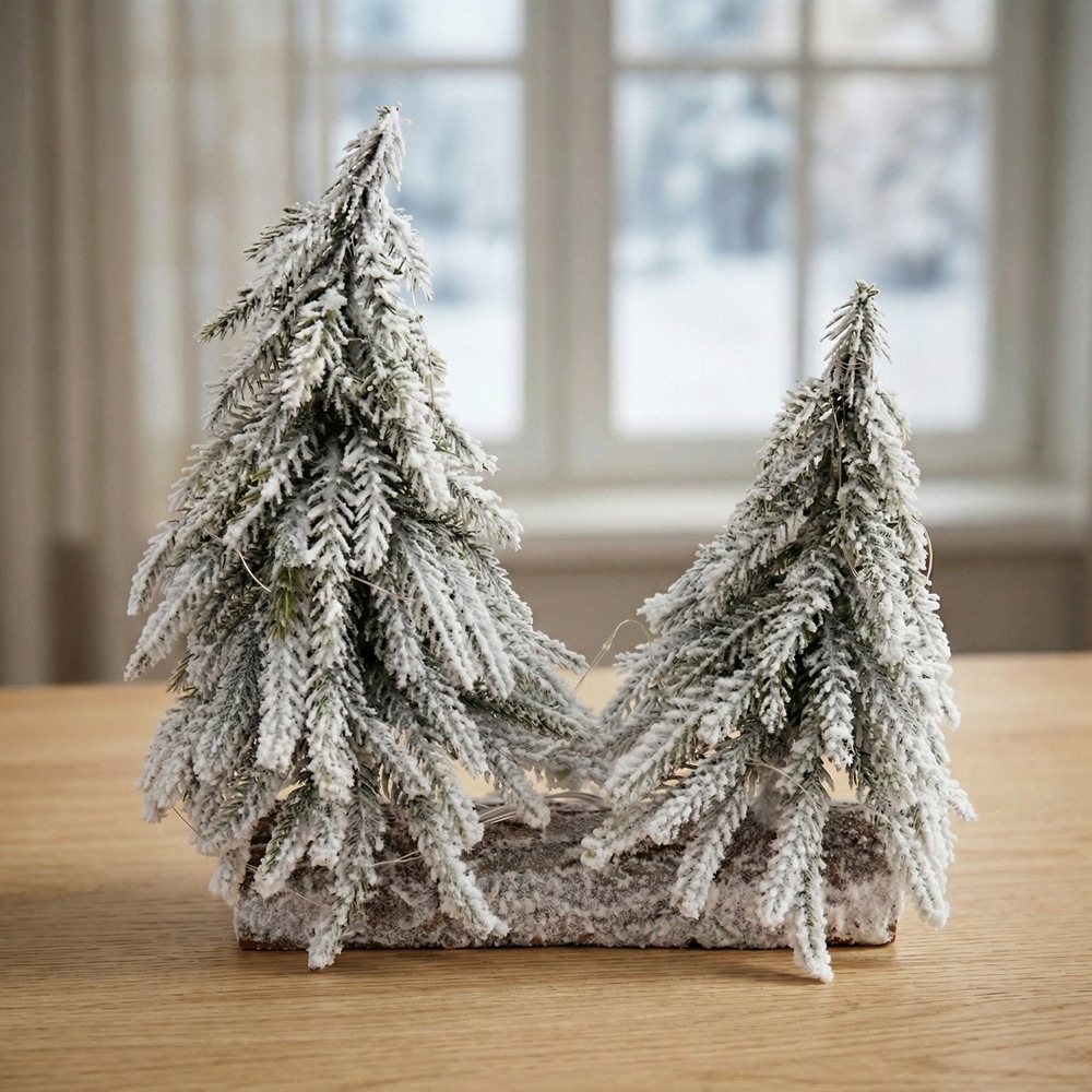 Snedækket Trædekoration Hvid - 1 stk (20 x 5 x 22 cm) | Juletræ Centerpieces - Temashop