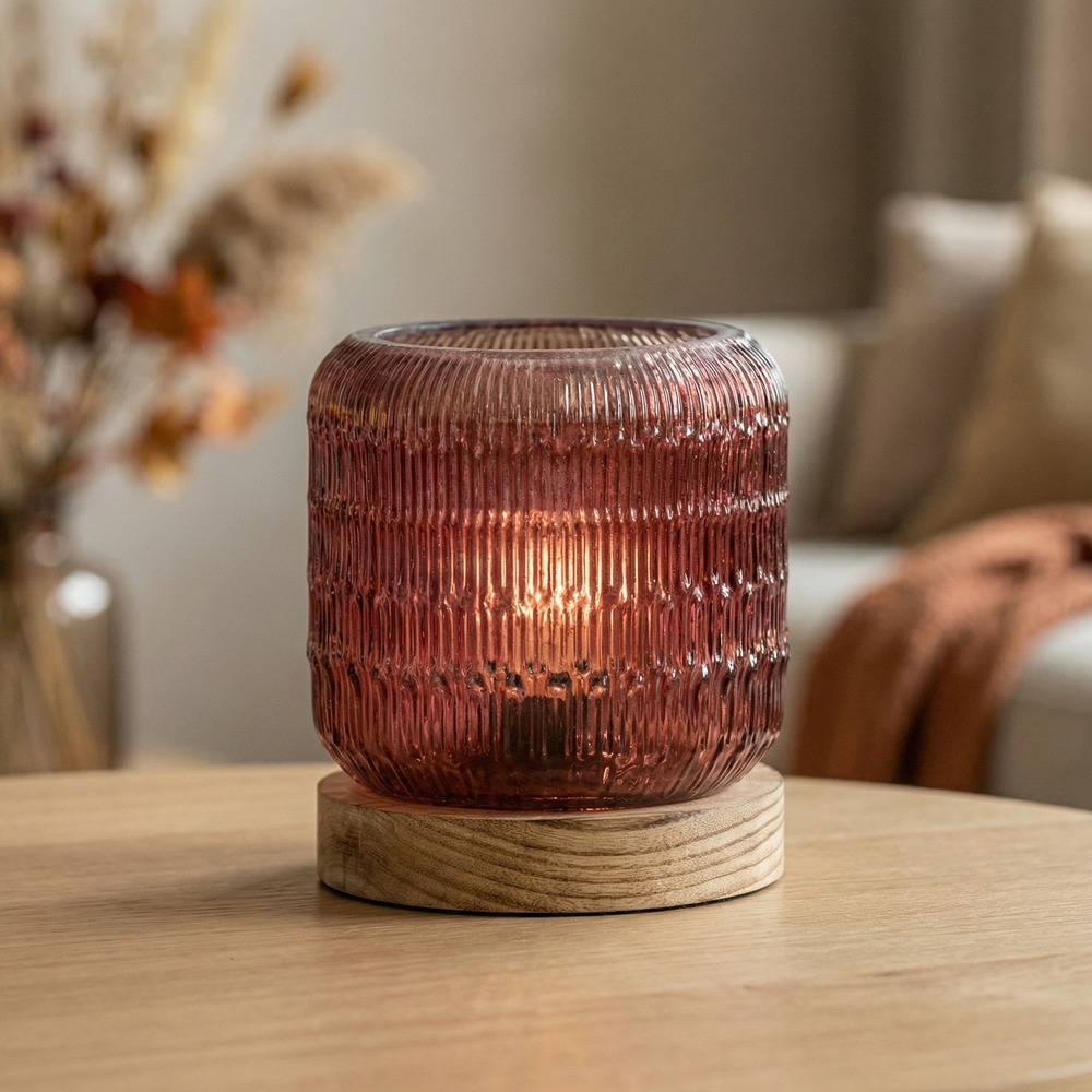 Riflet Glaslampe Vinrød - 1 stk (13,2 x 14,5 cm) - Temashop