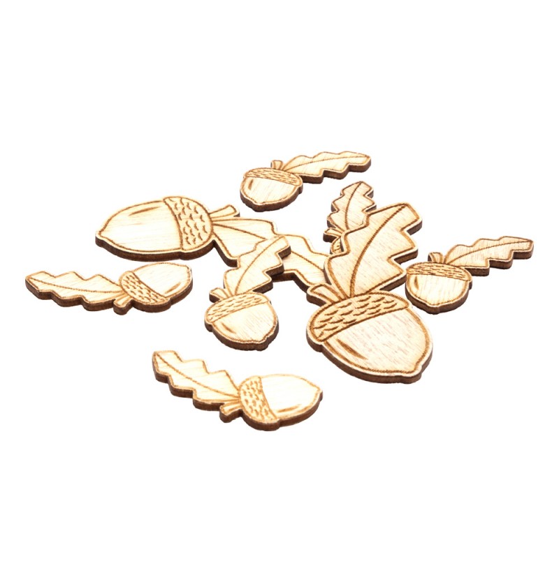 Trækonfetti Agern - 8 stk (4 cm) | Skov Konfetti - Temashop