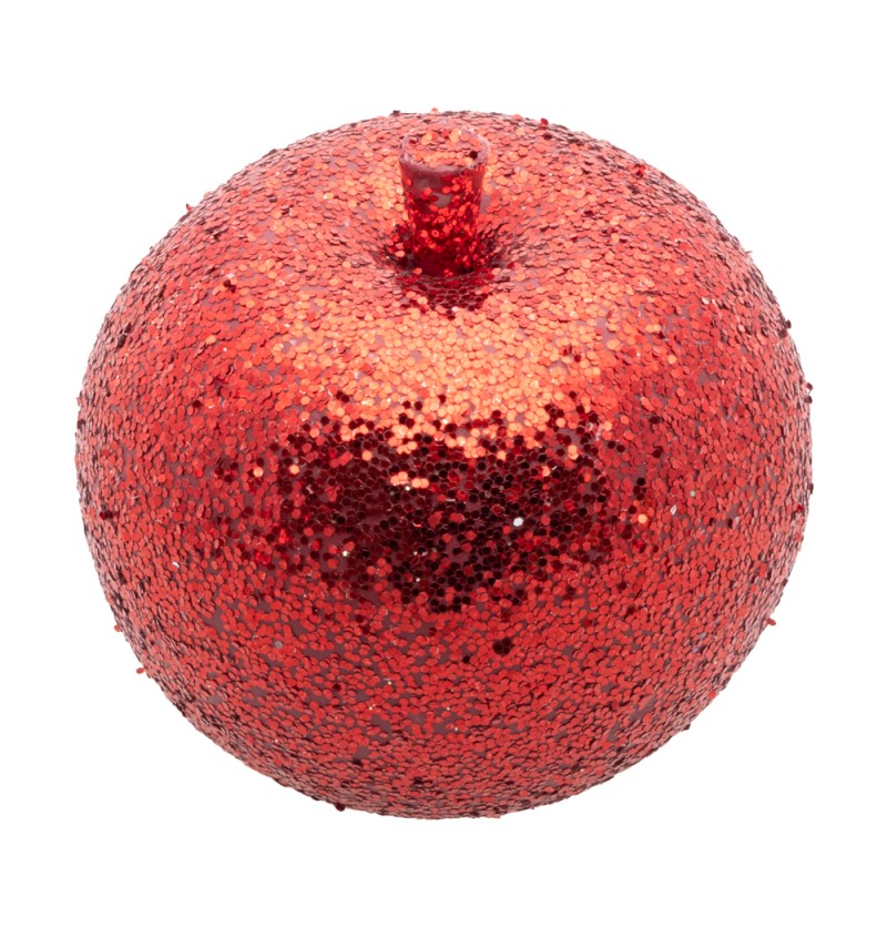 Glitter Æble Julepynt Rød - 1 stk (6 x 6 cm) | Julepynt Julepynt - Temashop