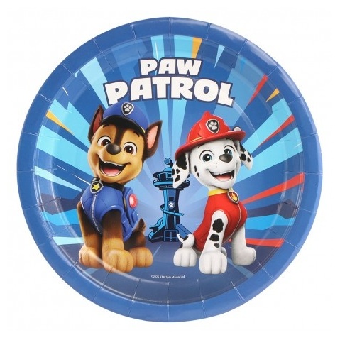 Paw Patrol Paptallerkener Blå - 8 stk (23 cm) | Paw Patrol Tallerkner - Temashop