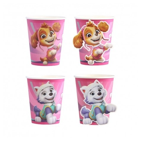 Paw Patrol Papkrus Lyserød - 8 stk (250 ml) | Paw Patrol Bægre - Temashop