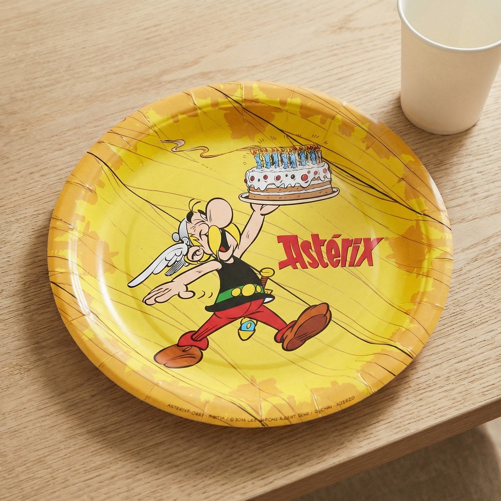 Asterix Paptallerkner Gul - 8 stk (18 x 18 cm) | Asterix Tallerkner - Temashop