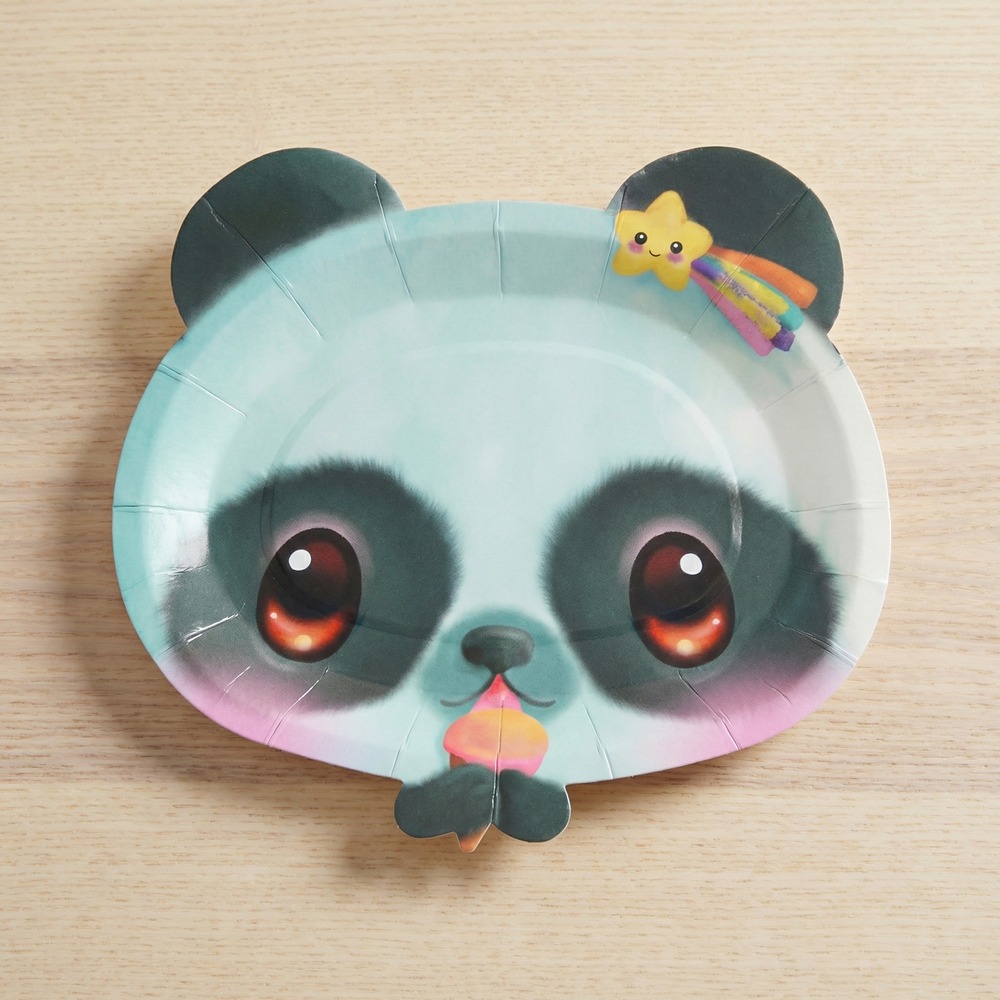 Bangoberry Panda Paptallerkner - 8 stk (18 cm) | Panda Tallerkner - Temashop