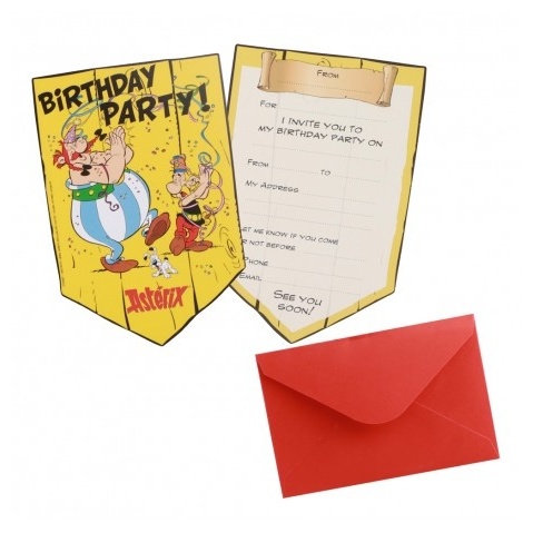 Asterix Invitationer Med Kuverter - 8 stk (10 cm) | Asterix Invitationer - Temashop