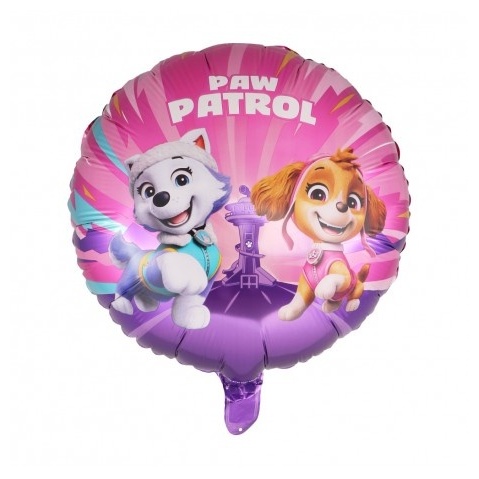 Paw Patrol Rund Folieballon Lyserød - 1 stk (43 cm) | Paw Patrol Folieballoner - Temashop