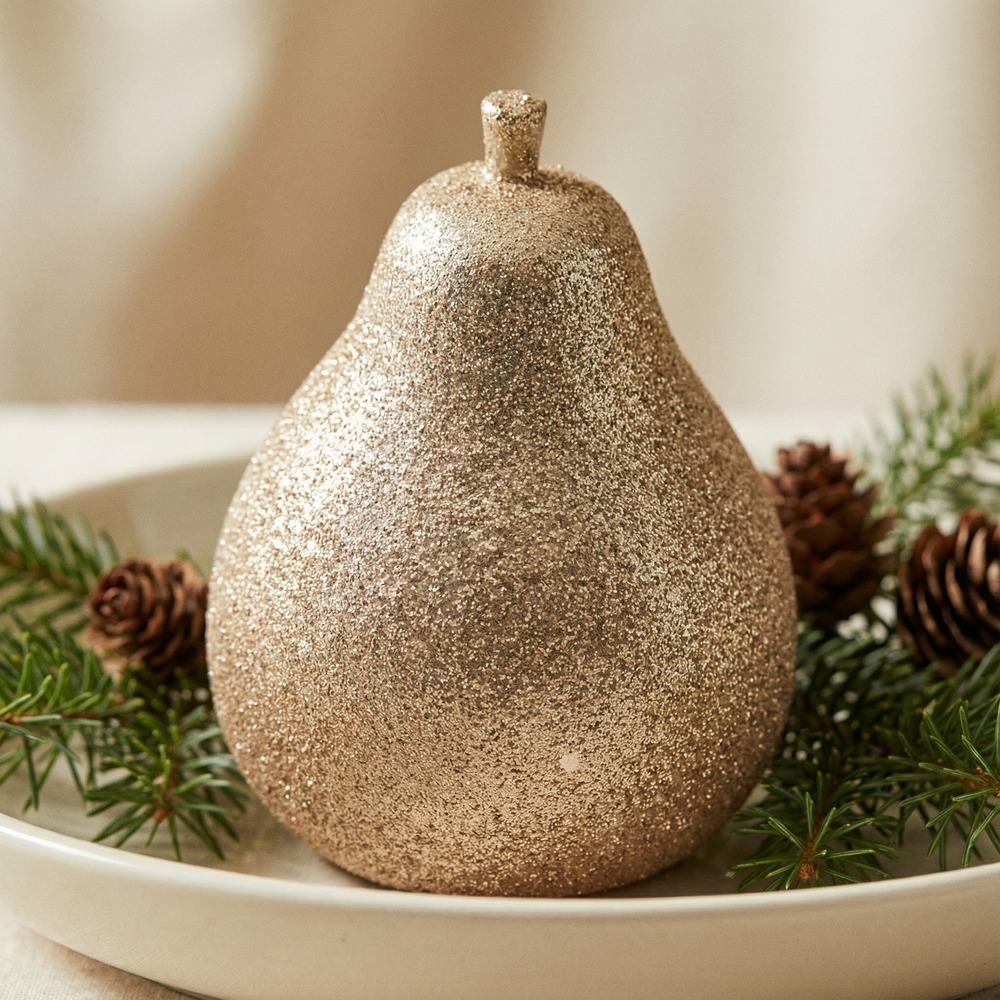 Glitter Pære Julepynt Guld - 1 stk (5,5 x 8,5 cm) | Julepynt Julepynt - Temashop