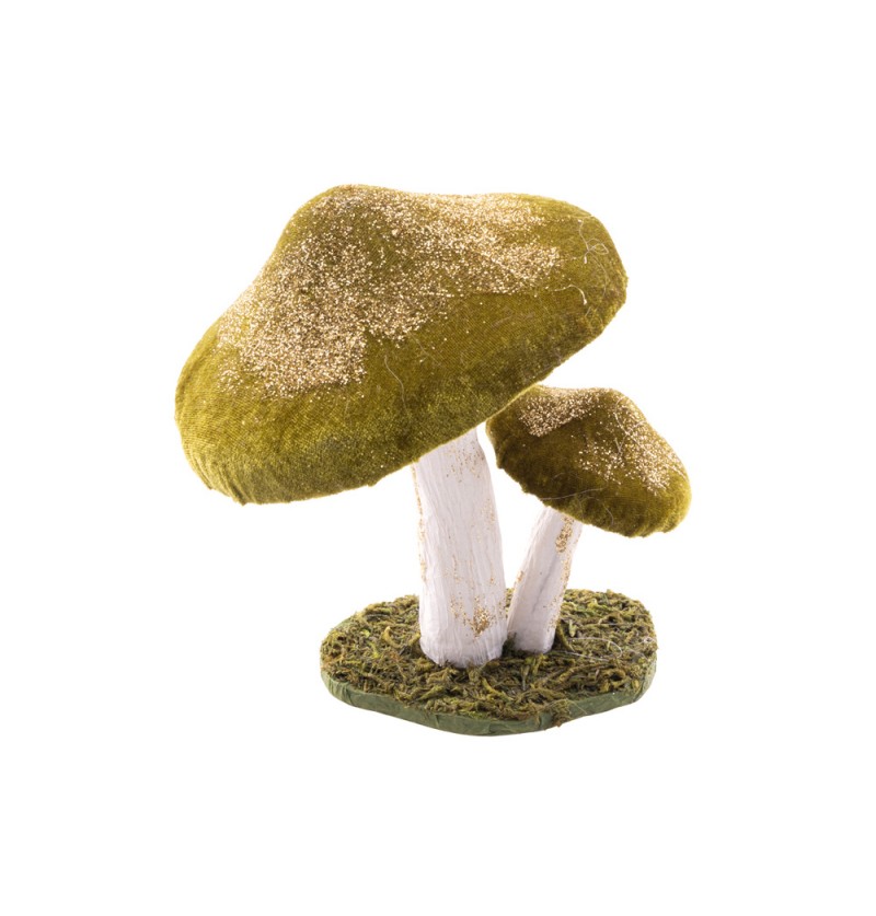 Velour Svampe Grøn/Guld - 1 sæt (15 x 14 x 17 cm) | Skov Centerpieces - Temashop