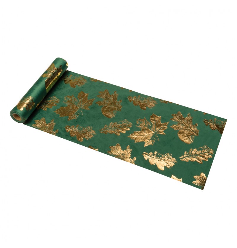 Velour Guldblad Bordløber Grøn