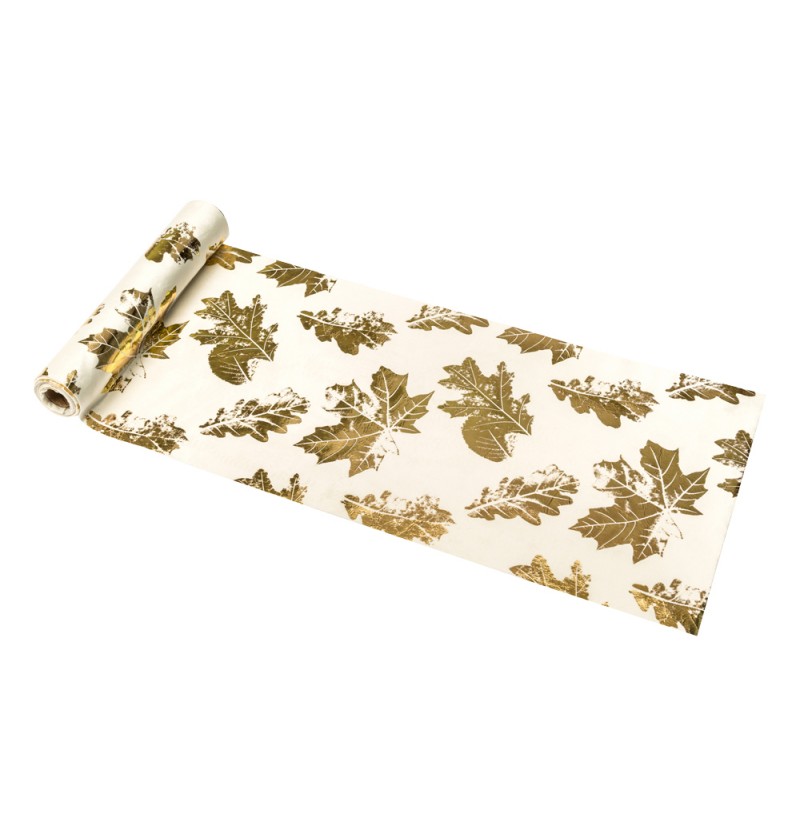 Velour Guldblad Bordløber Creme