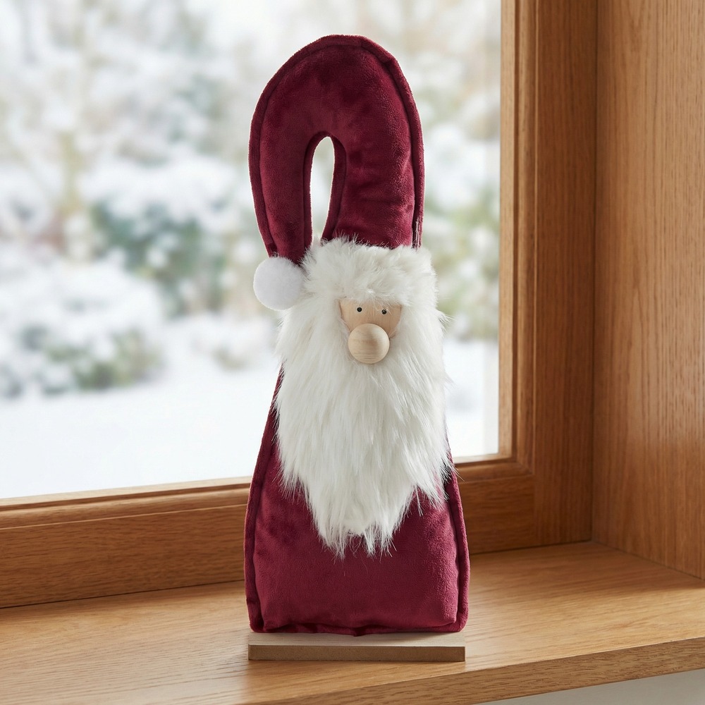 Velour Julemand Figur - 1 stk (12 x 5 x 31 cm) | Julemand Julepynt - Temashop