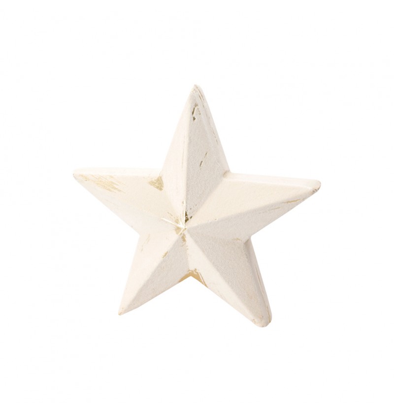 Velourlook Træstjerne Hvid - 1 stk (17 x 7 x 17 cm) | Julepynt Dekorationsfigurer - Temashop