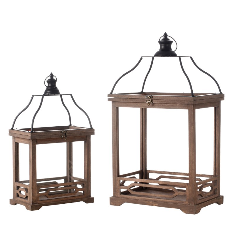 Rustik Trælanterne Sæt Brun