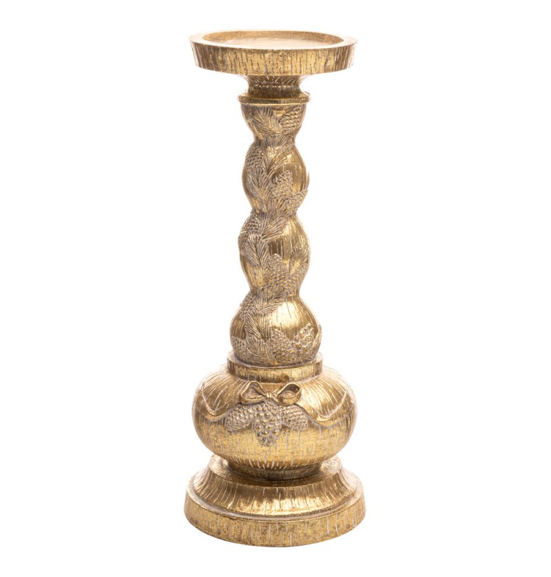 Kogle Lysestage Guld - 1 stk (12,5 x 30 cm) | Julepynt Lysestager - Temashop