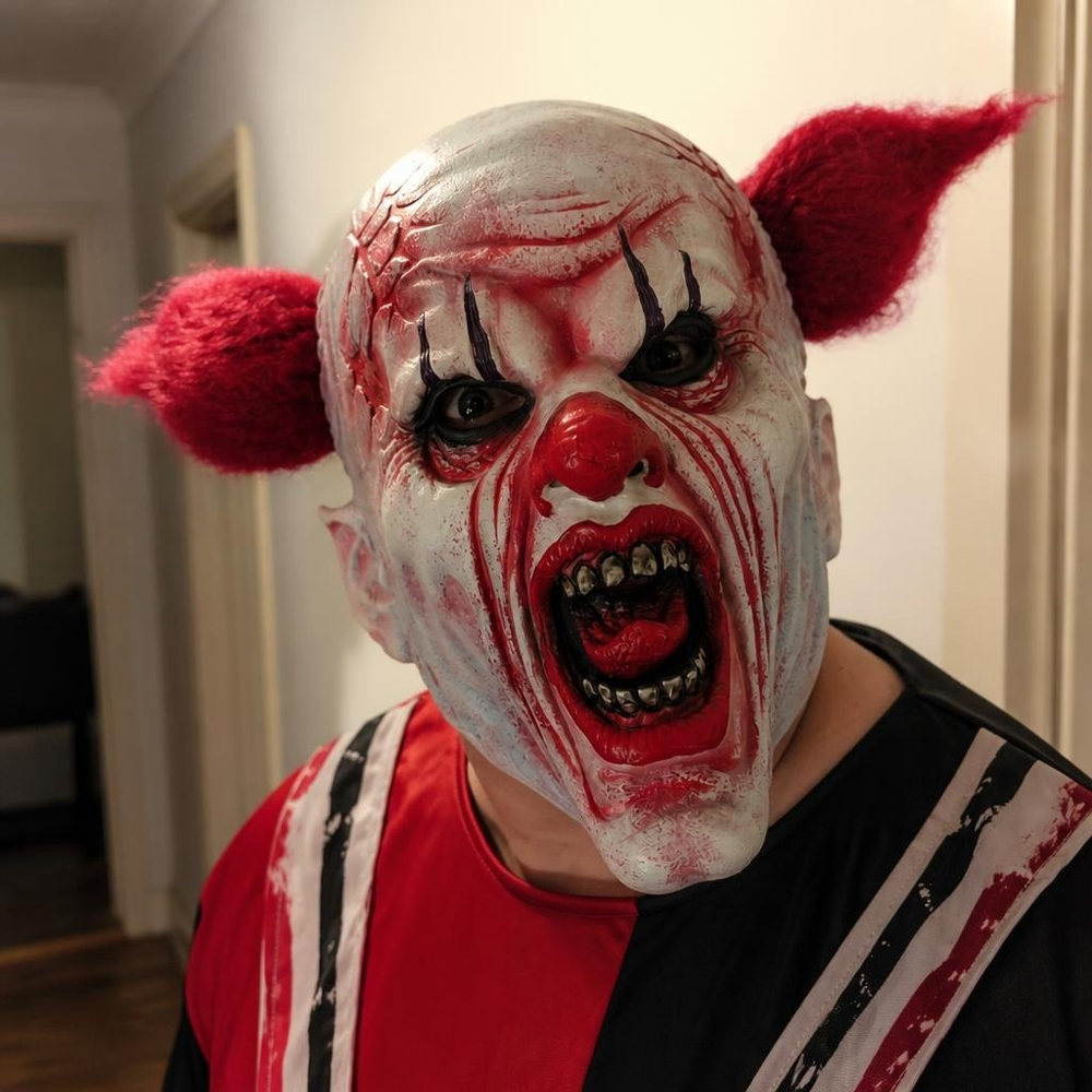 Frygtelig Horror Klovn Maske | Horror Clown Maske - Hovedtilbehør - Temashop