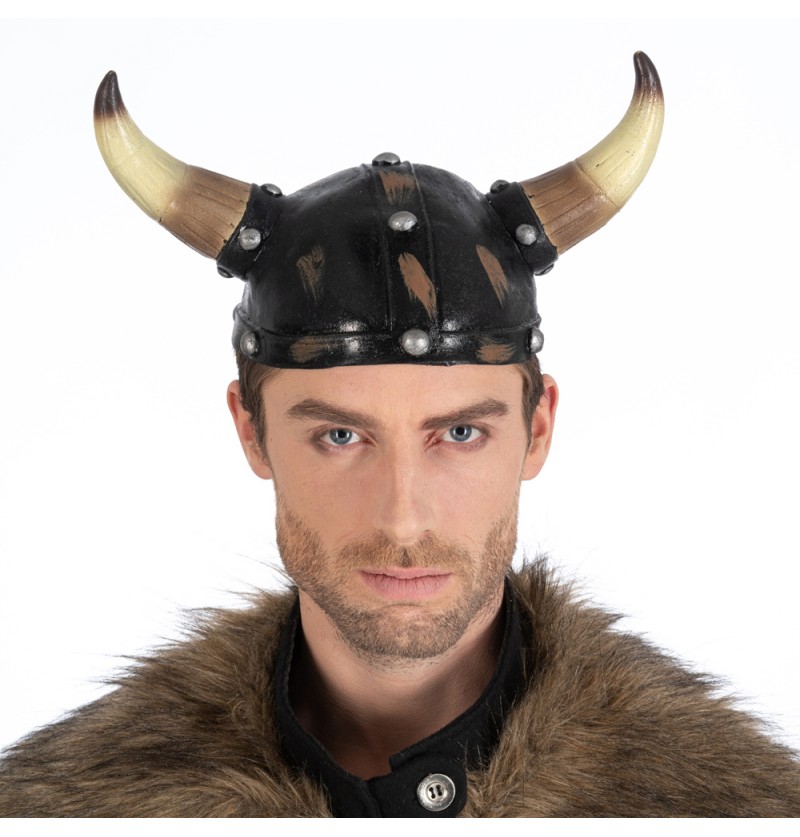 Vikingehjelm Med Horn Brun | Viking Hat / Hue / Hjelm - Hovedtilbehør - Temashop