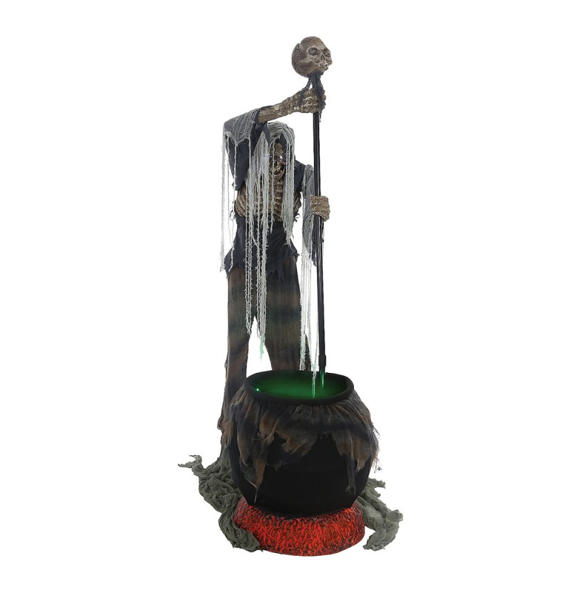 Skelet Med Gryde Halloweenfigur