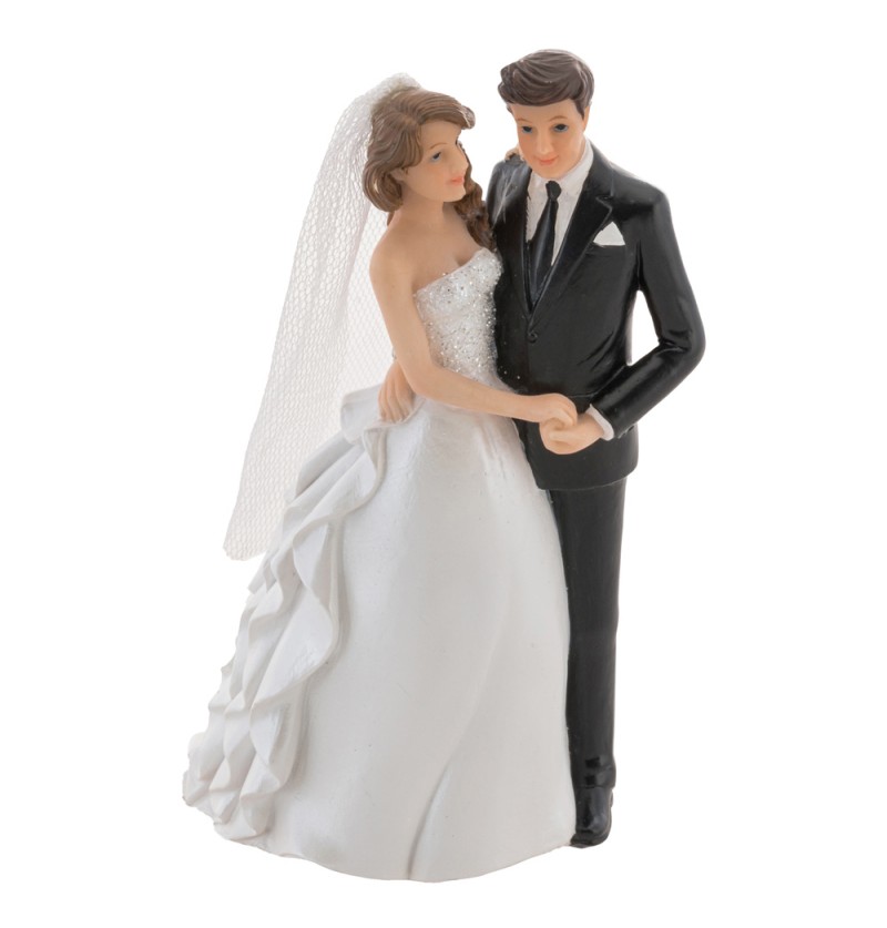 Brudepar Holder Hånd Kagefigur Hvid