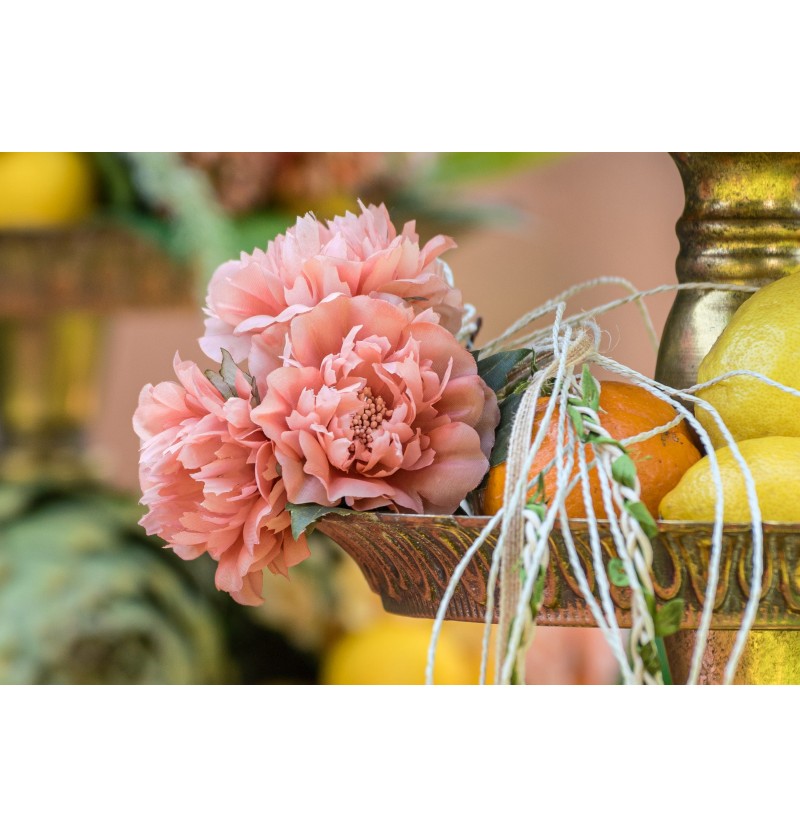 Kunstig Pæonbuket Orange - 3 stk (15 x 10 x 40 cm) | Blomst Kunstige blomster - Temashop