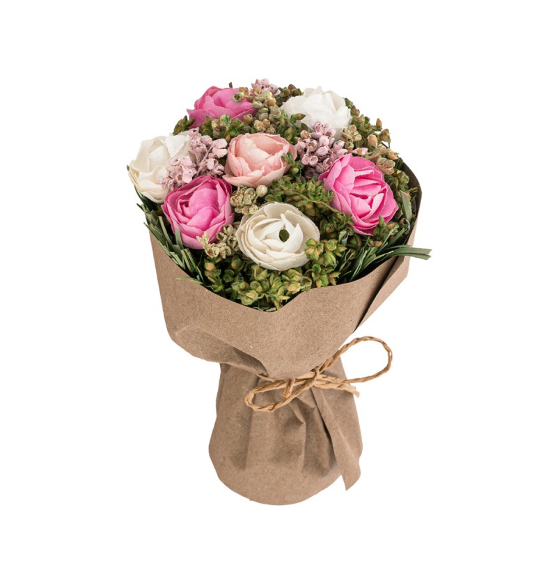 Kunstig Rosebuket Hvid/Rosa - 1 stk (9 x 14 cm) | Blomst Kunstige blomster - Temashop