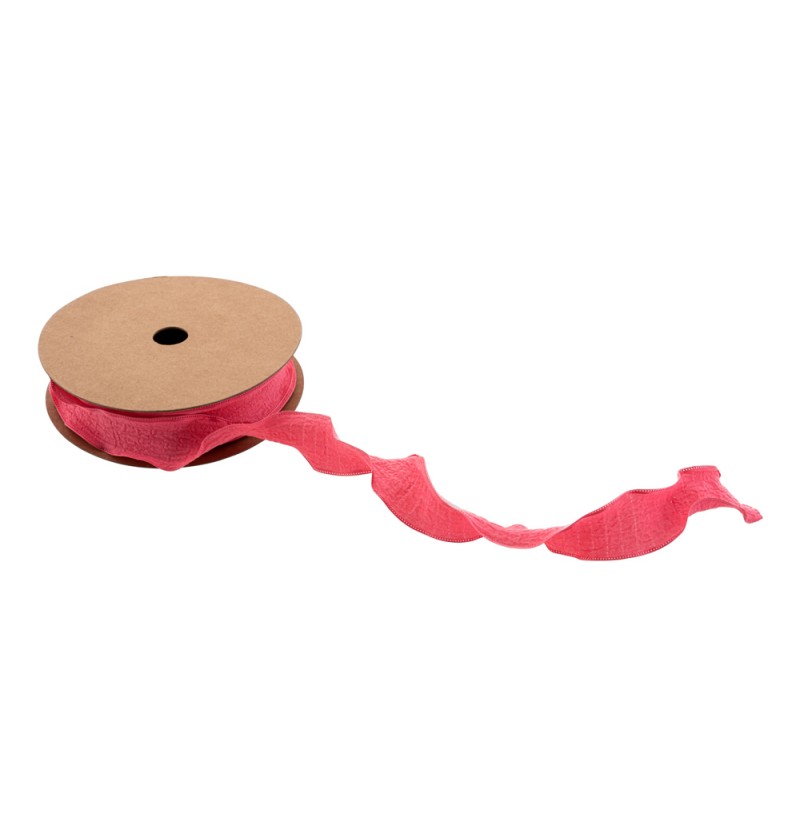 Plisseret Dekorationsbånd Pink - 1 rulle (2,5 cm x 10 m) | Pink tema Bånd - Temashop