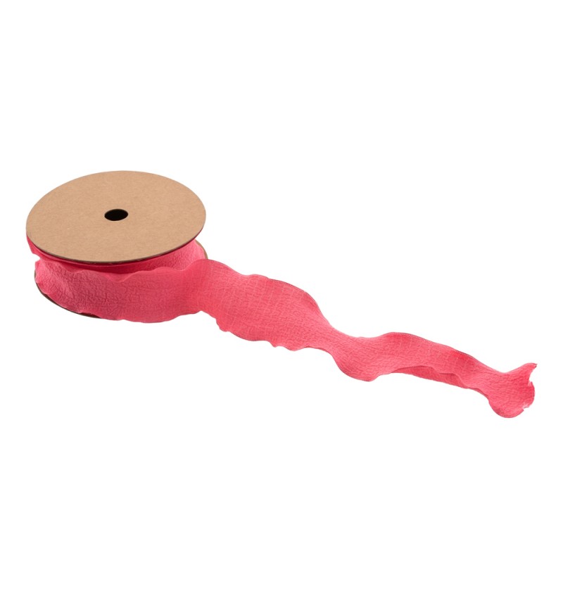 Plisseret Dekorationsbånd Lyserød - 1 rulle (4 cm x 10 m) | Pink tema Bånd - Temashop