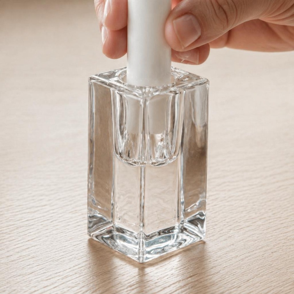 Kvadrat Glas Lysestage - 1 stk (4 x 4 x 8 cm) - Temashop