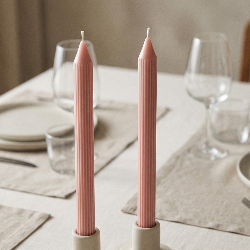 Riflet Stagelys Rosa - 2 stk (2,2 x 25 cm) | Pink tema Lys / lysestager - Temashop