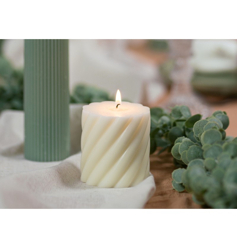 Spiral Bloklys Elfenbenshvid - 1 stk (7 x 7,5 cm) | Hvidt tema Lys / lysestager - Temashop