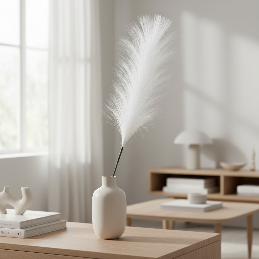 Kunstig Pampas Hvid - 1 stk (56 cm) | Natur tema Kunstige blomster - Temashop