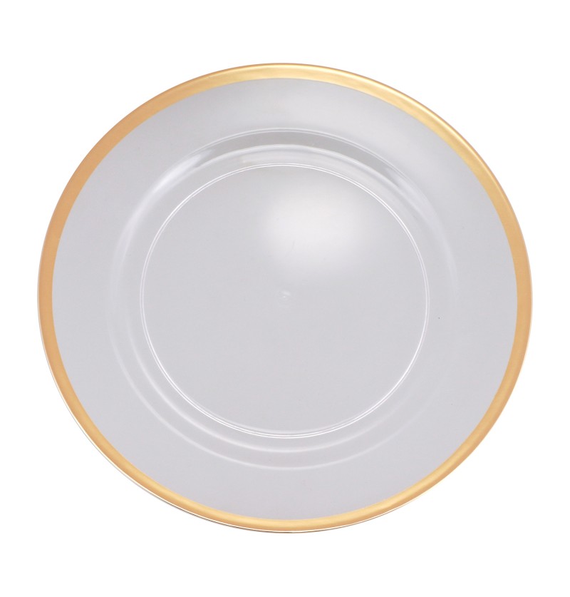 Guldkantet Dekorationsfad Hvid - 1 stk (33 x 33 cm) | Guld tema Fade - Temashop