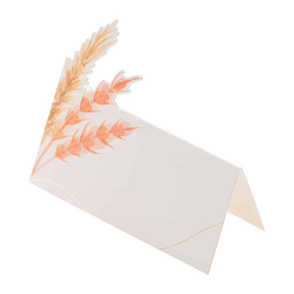 Bordkort Med Fersken Kornblomst - 8 stk (8 x 8 cm) | Blomst Bordnumre / bordkort / holdere - Temashop