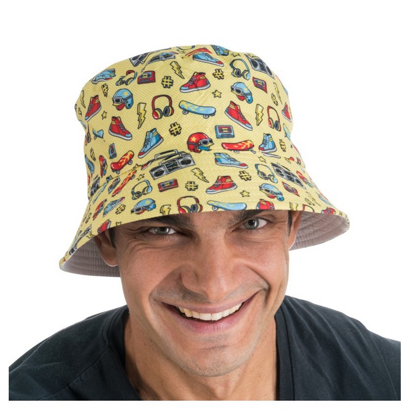 90'er Bøllehat Gul | 90'erne Retro Hat / Hue / Hjelm - Hovedtilbehør - Temashop