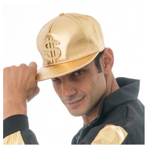Dollar Rapper Kasket Guld | Penge Hat / Hue / Hjelm - Hovedtilbehør - Temashop