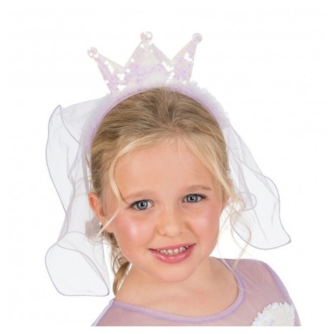 Paillet Krone Hårbøjle Med Slør Til Børn (10 x 6 cm) | Prinsesse Hårbøjle / Pandebånd / Hårbånd - Hovedtilbehør - Temashop