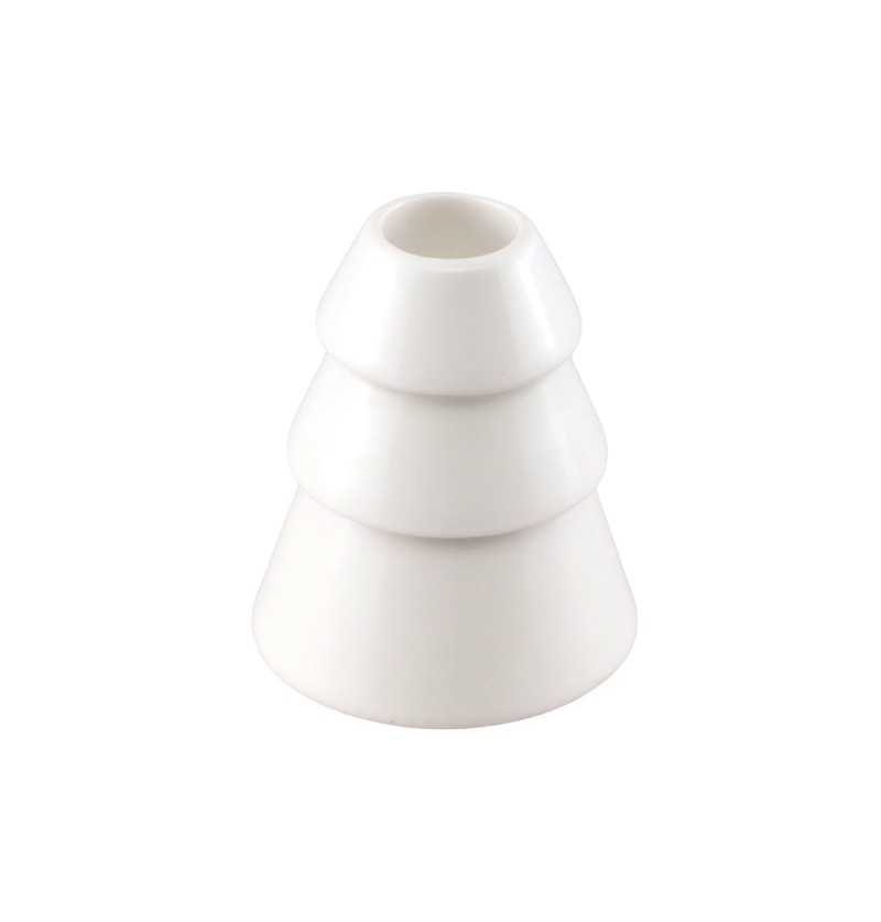 Keramik Lysestage Juletræ Hvid - 1 stk (7 x 8 cm) | Juletræ Lysestager - Temashop