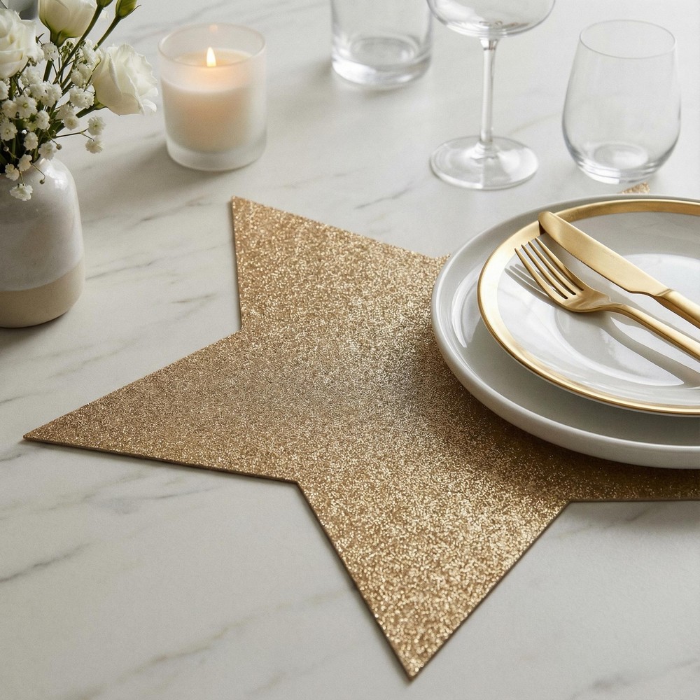 Glimmer Dækkeserviet Stjerne Guld