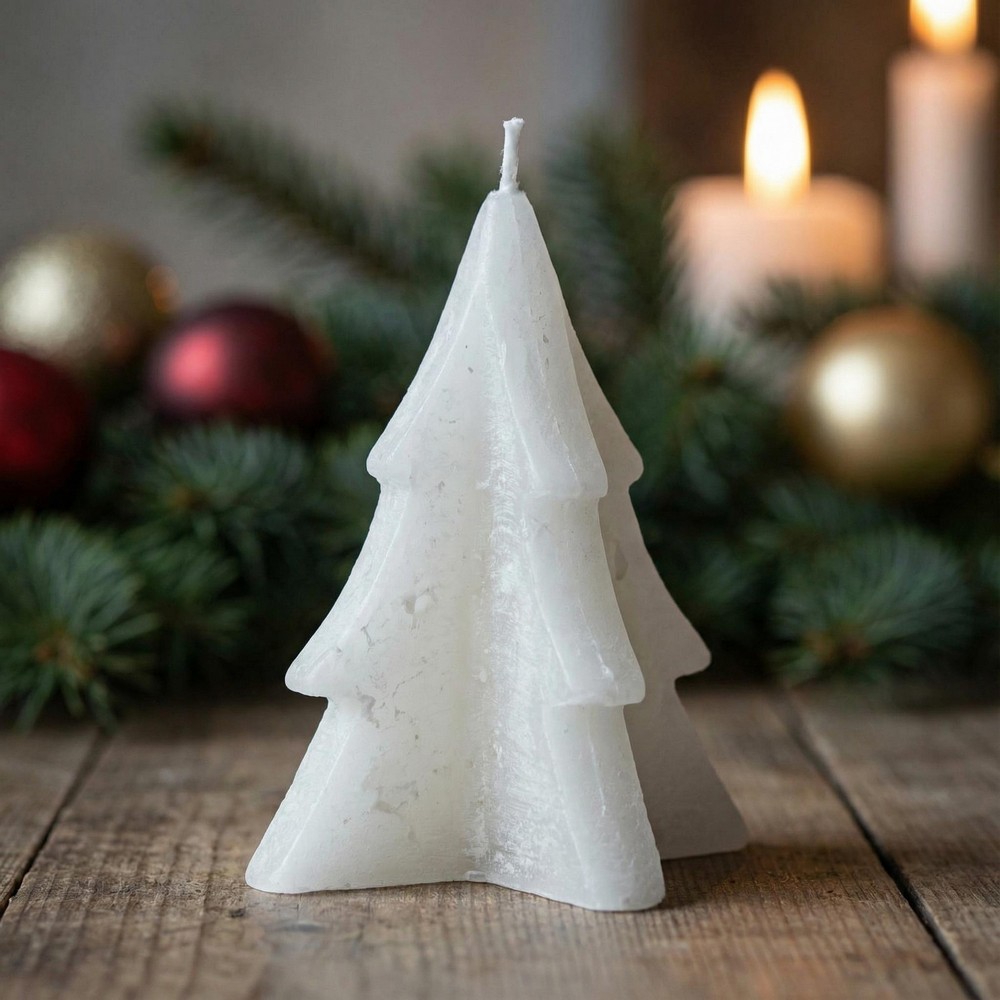 Juletræ Lys Hvid - 1 stk (6,3 x 6,7 x 8,4 cm) | Juletræ Lys / lysestager - Temashop
