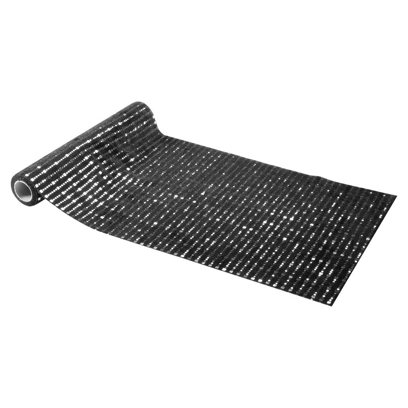 Velour Bordløber Sort/Sølv