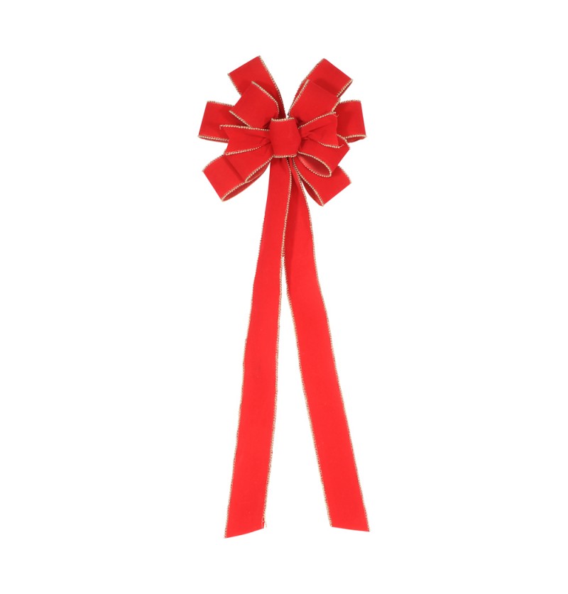 Velour Sløjfebånd Rød - 1 stk (28 x 78 cm) | Julepynt Bånd - Temashop