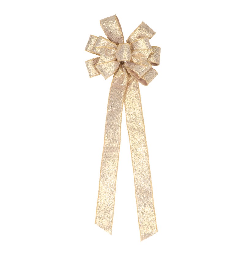 Glimmer Sløjfebånd Guld - 1 stk (28 x 78 cm) | Julepynt Bånd - Temashop