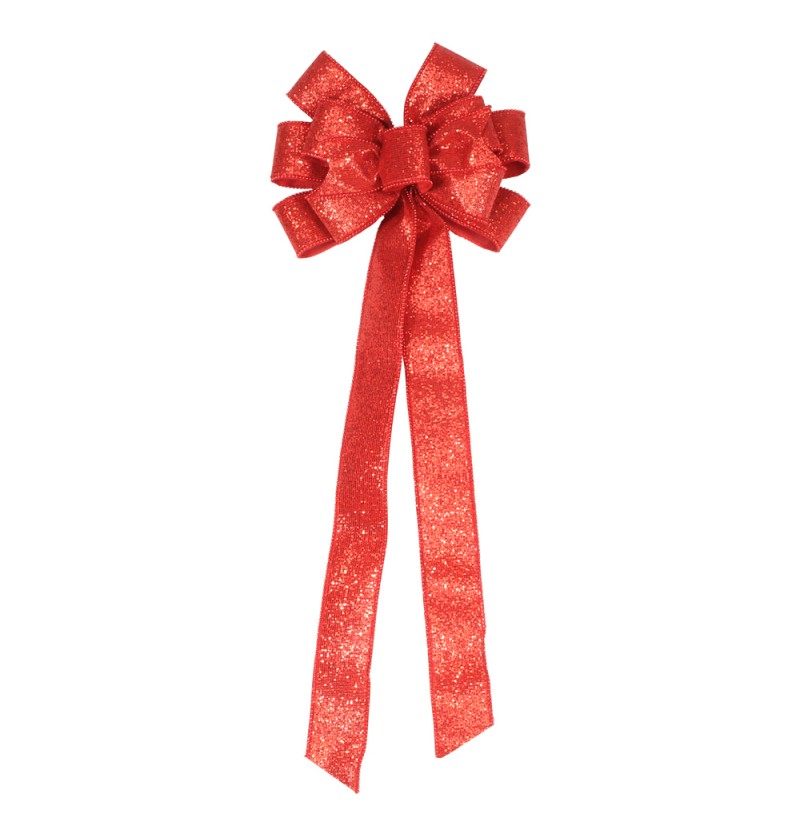 Glimmer Sløjfebånd Rød - 1 stk (28 x 78 cm) | Julepynt Bånd - Temashop