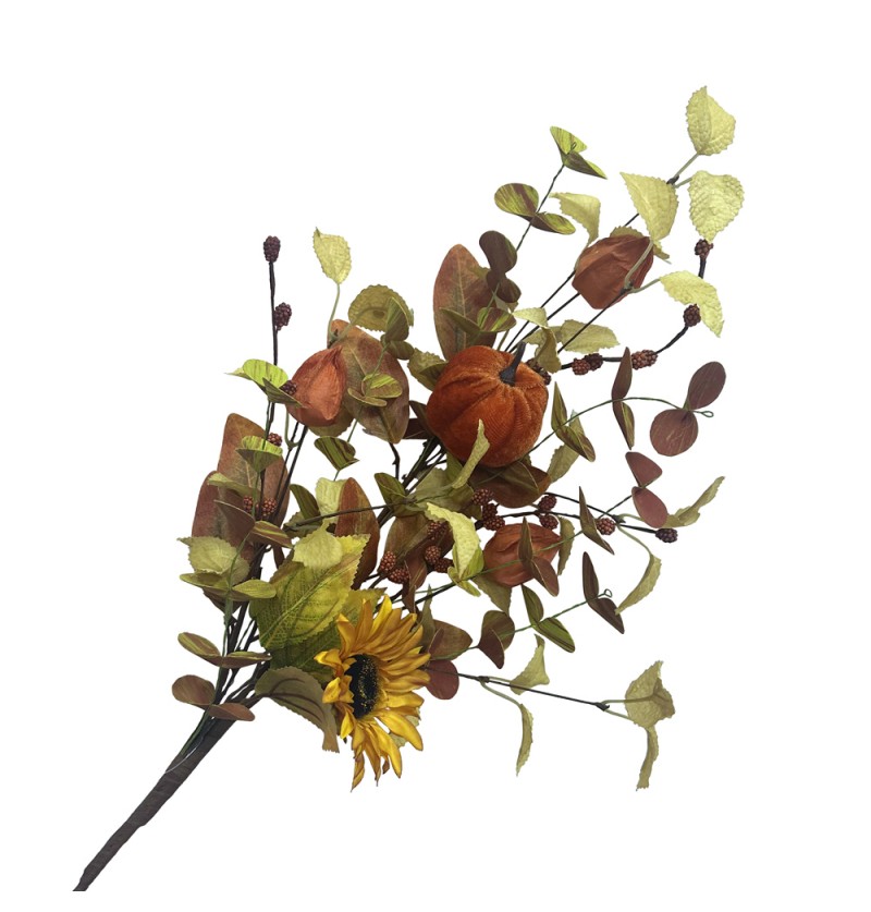 Kunstig Efterårsgren Med Græskar Og Solsikke