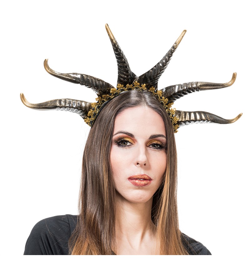 Dæmonhorn Hårbøjle Guld | Djævel Hårbøjle / Pandebånd / Hårbånd - Hovedtilbehør - Temashop